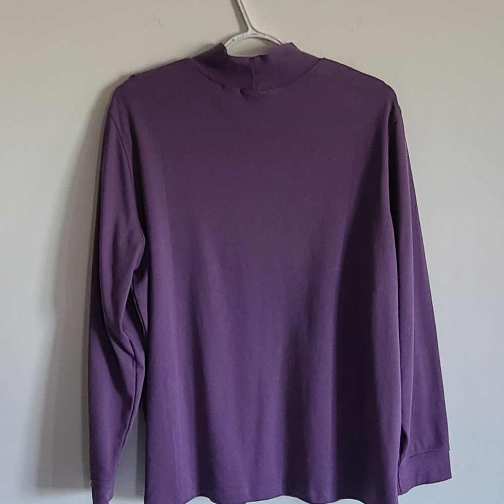 Hasting & Smith Mock Neck Long Sleeve Purple 3X Top